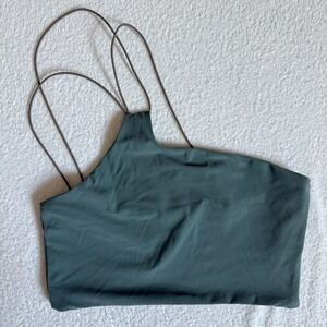 ALIX NYC Avon Crop Top XS Dark Teal One Shoulder Asymmetrical Strappy Minimalist